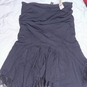 Express Black Strapless High-Low Dress | Mesh Hem | Size Large